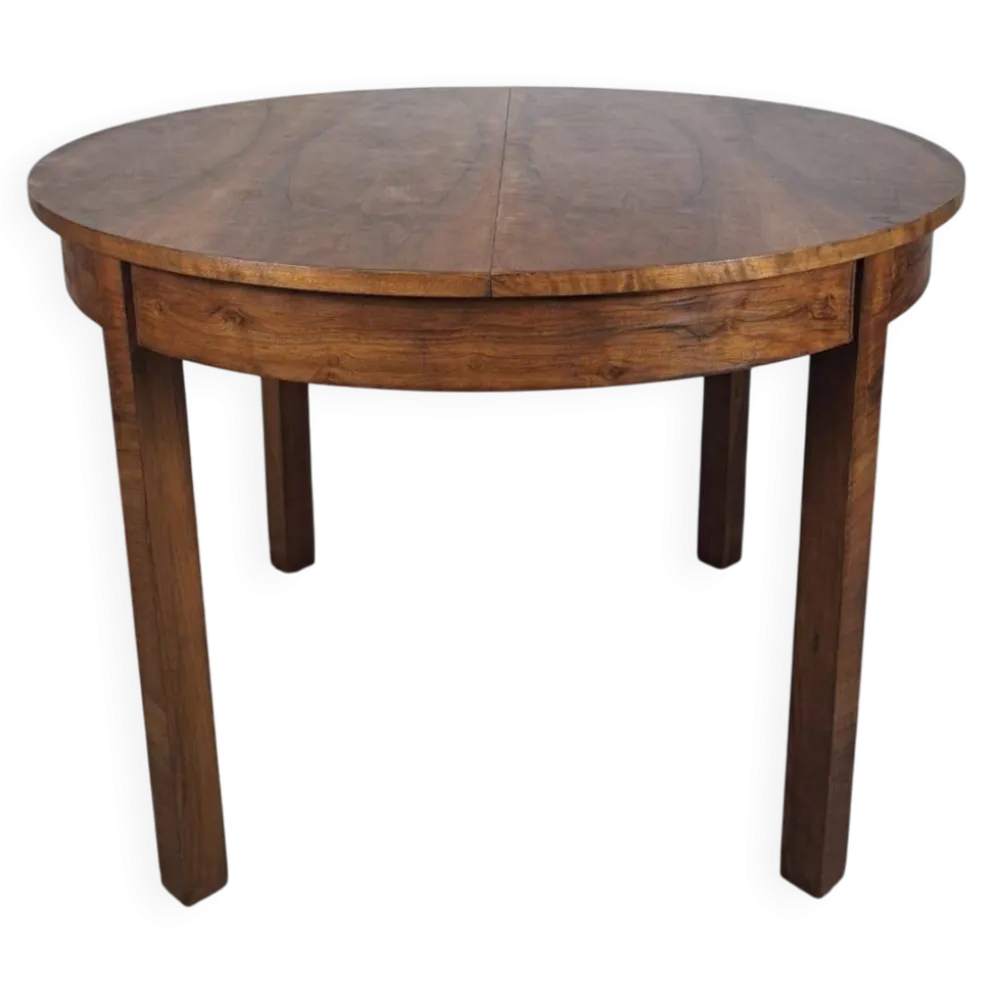 Table ronde extensible Art déco des années 1950, rénovée.