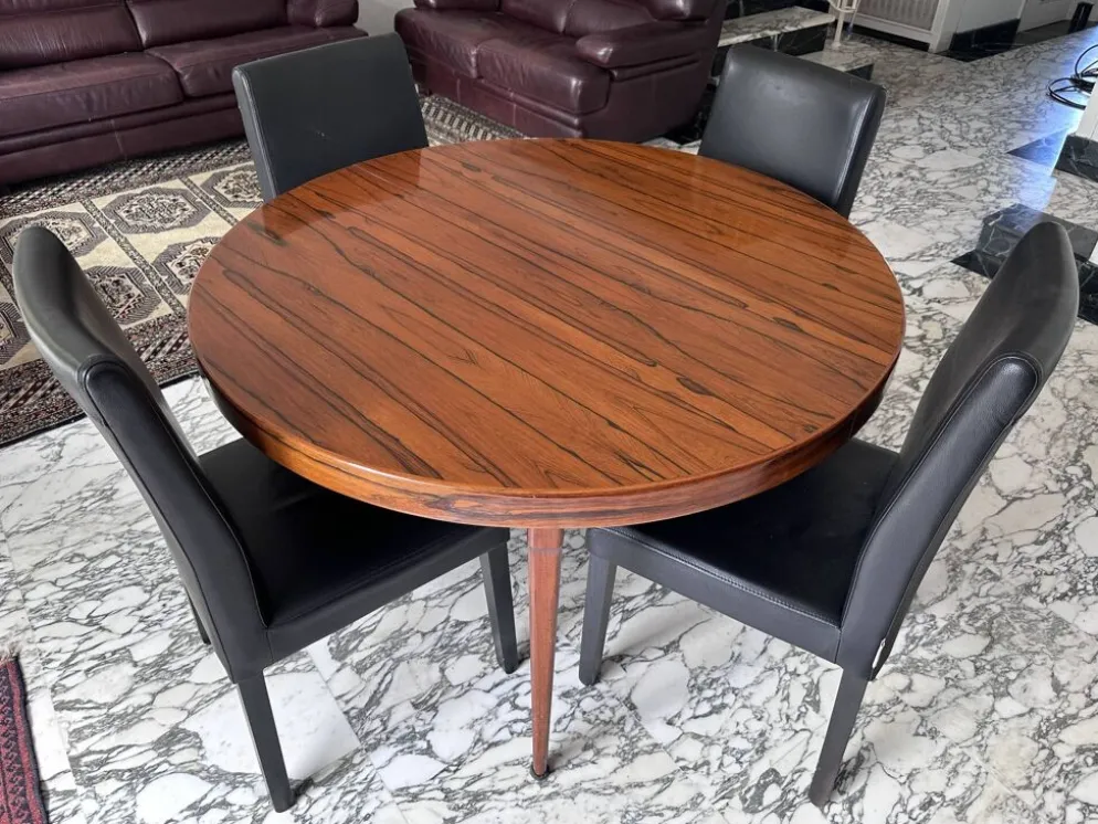 Table ronde extensible en palissandre de Rio