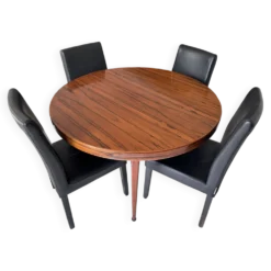 Table ronde extensible en palissandre de Rio
