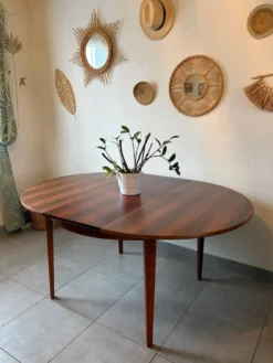 Table ronde extensible en palissandre de Rio