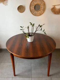 Table ronde extensible en palissandre de Rio
