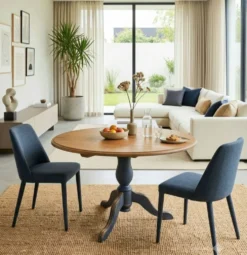 Table ronde extensible à pied central – Esprit campagne chic