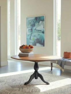 Table ronde extensible à pied central – Esprit campagne chic