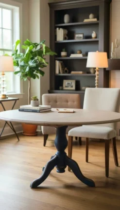 Table ronde extensible à pied central – Esprit campagne chic
