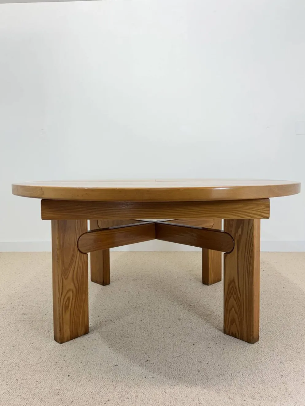 Table ronde extensible vintage esprit Atelier Chauvin S.A. – années 70