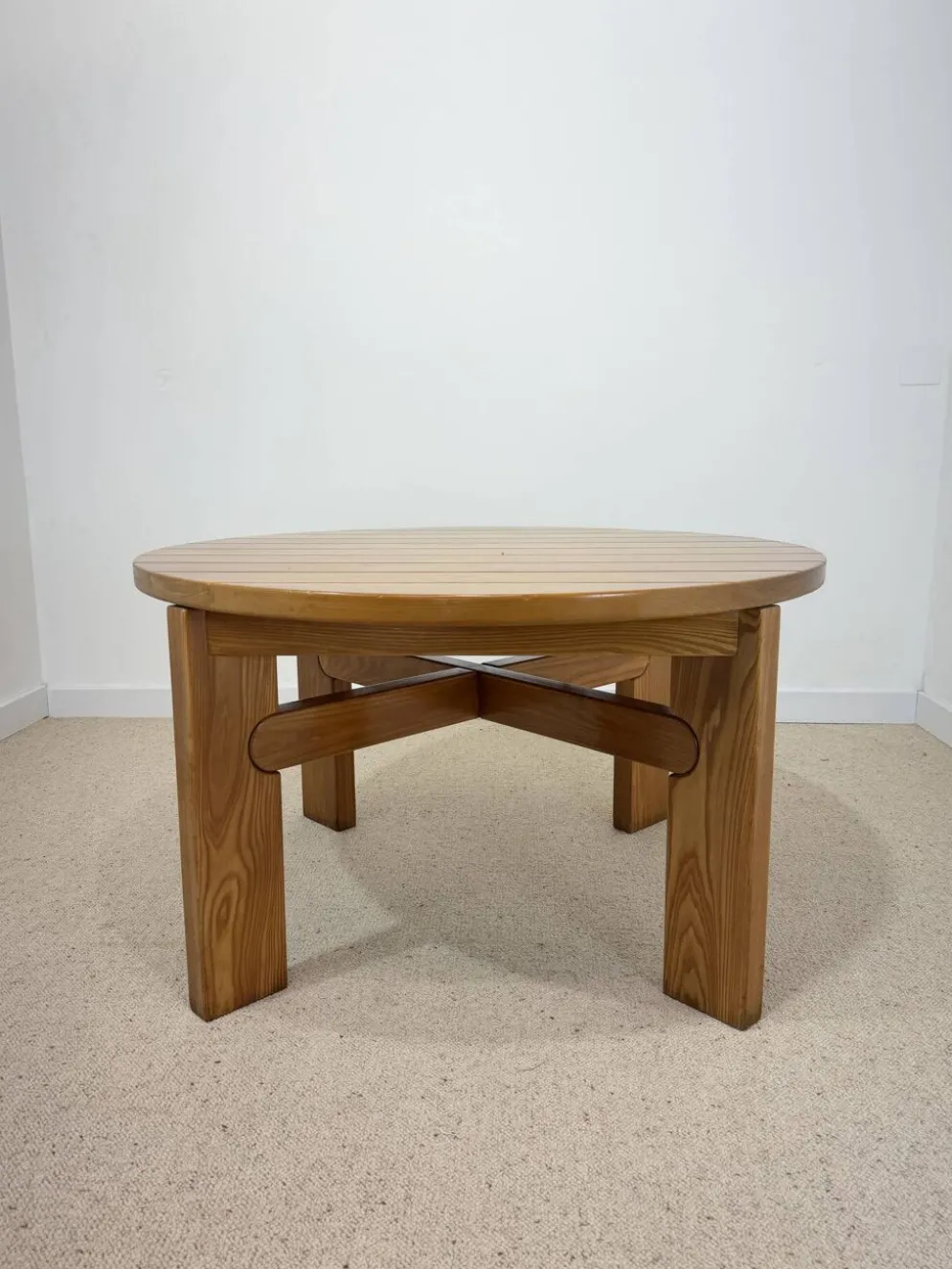 Table ronde extensible vintage esprit Atelier Chauvin S.A. – années 70