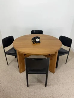 Table ronde extensible vintage esprit Atelier Chauvin S.A. – années 70