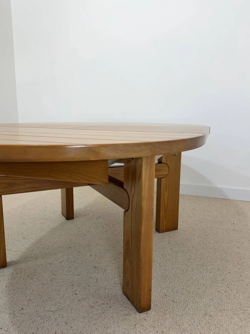 Table ronde extensible vintage esprit Atelier Chauvin S.A. – années 70