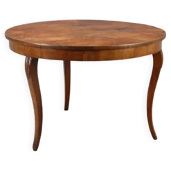 Table ronde élégante avec tiroir et pieds galbés