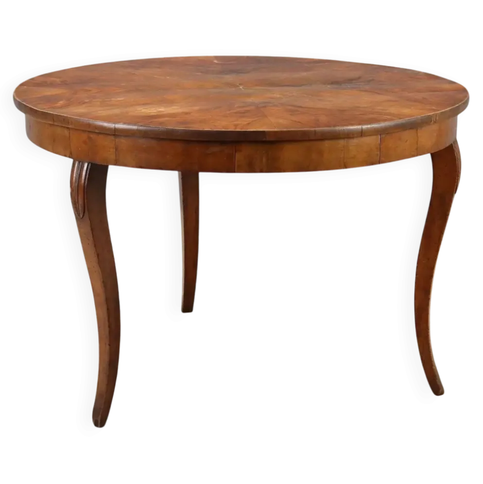 Table ronde élégante avec tiroir et pieds galbés