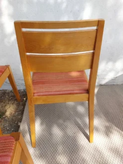 table ronde ou ovale avec rallonge, pied central, design Baumann + 4chaises