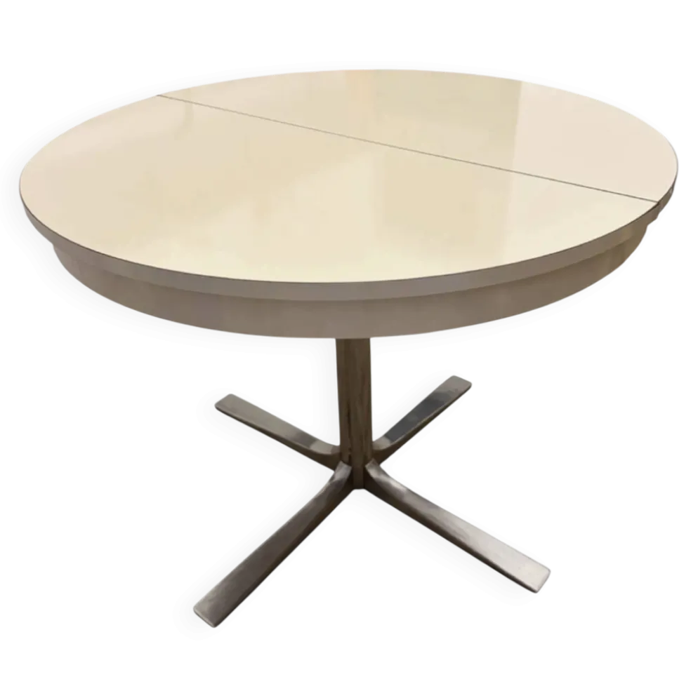 Table ronde Space age roche bobois rallonges intégré avec système 1970