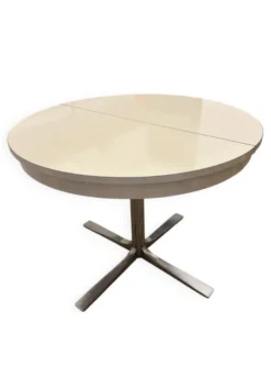 Table ronde Space age roche bobois rallonges intégré avec système 1970