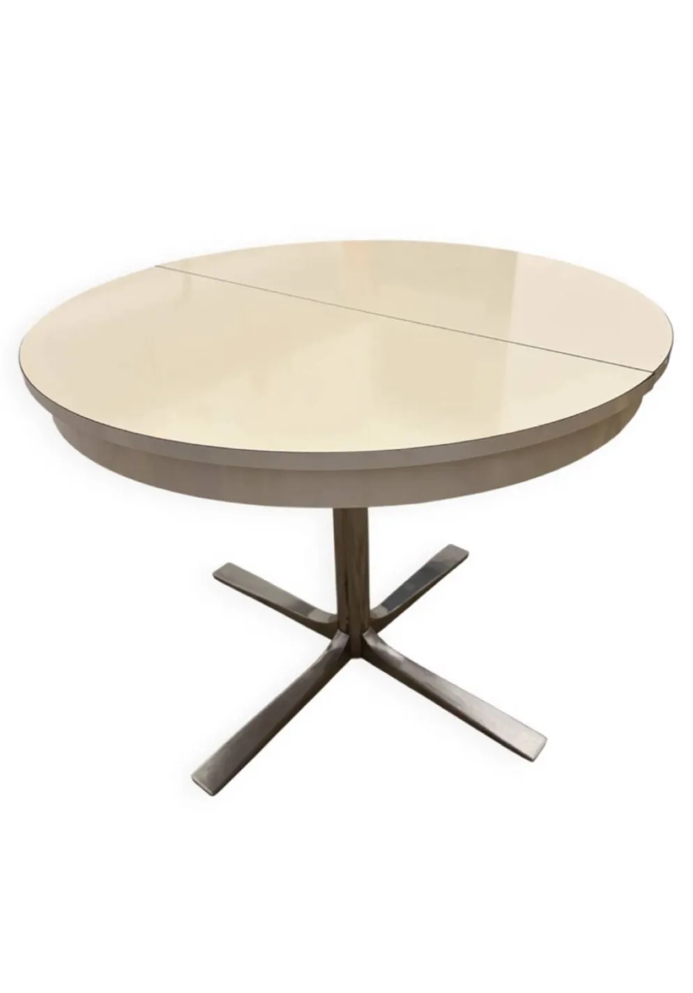 Table ronde Space age roche bobois rallonges intégré avec système 1970