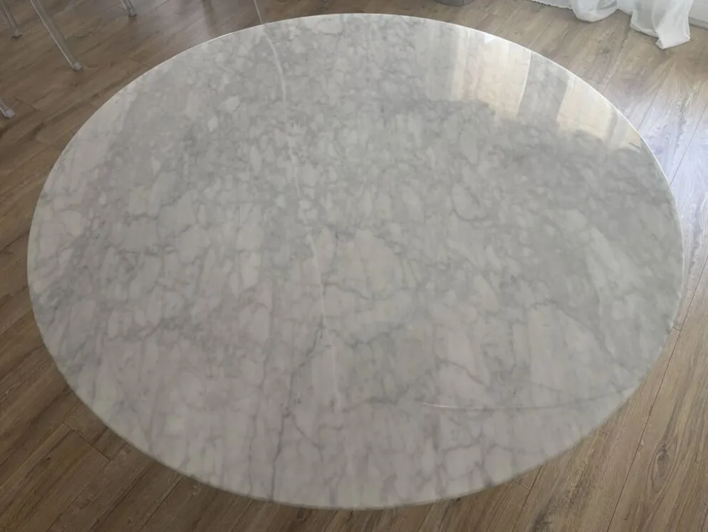 Table ronde Tulip Knoll Eero Saarinen 120cm authentique - Marbre Carrare