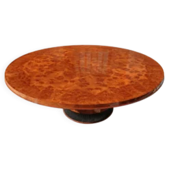 Table ronde vintage en loupe de bois