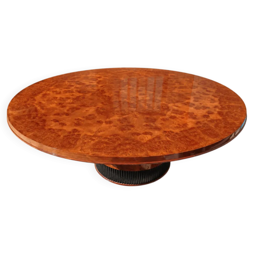 Table ronde vintage en loupe de bois