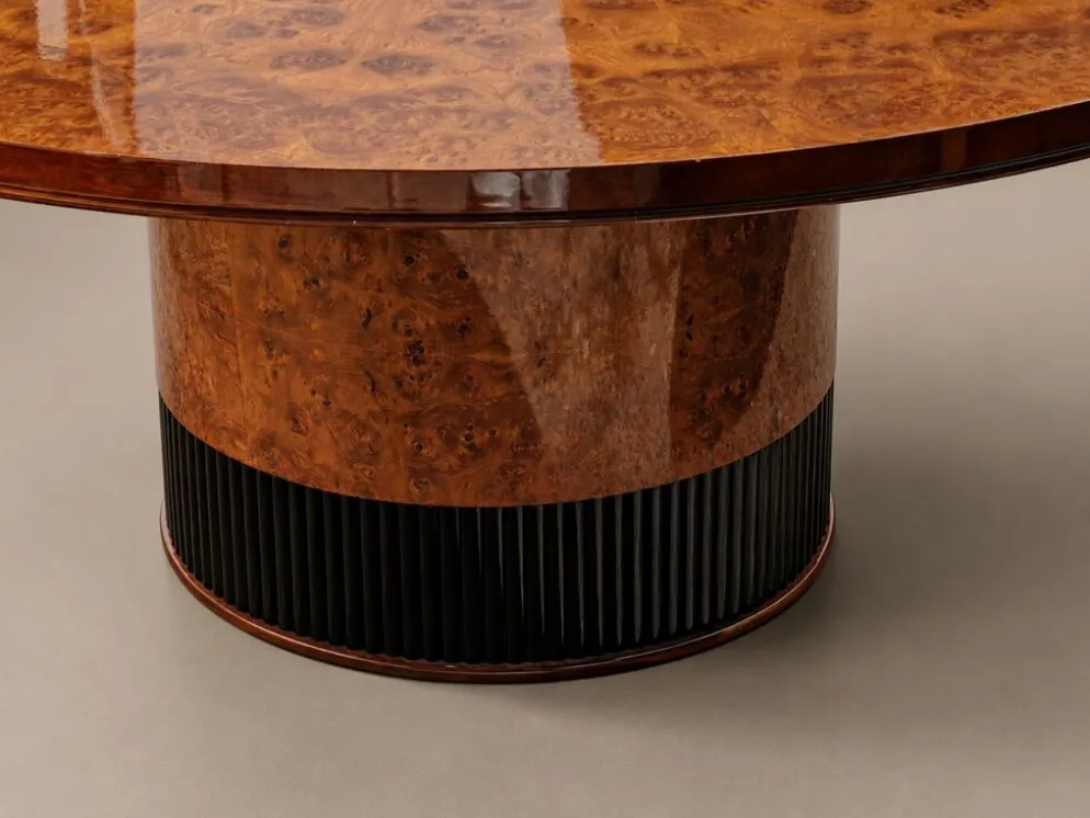 Table ronde vintage en loupe de bois