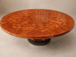 Table ronde vintage en loupe de bois