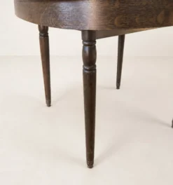 Table ronde vintage extensible en bois brun foncé, Ø100 à Ø 140 cm