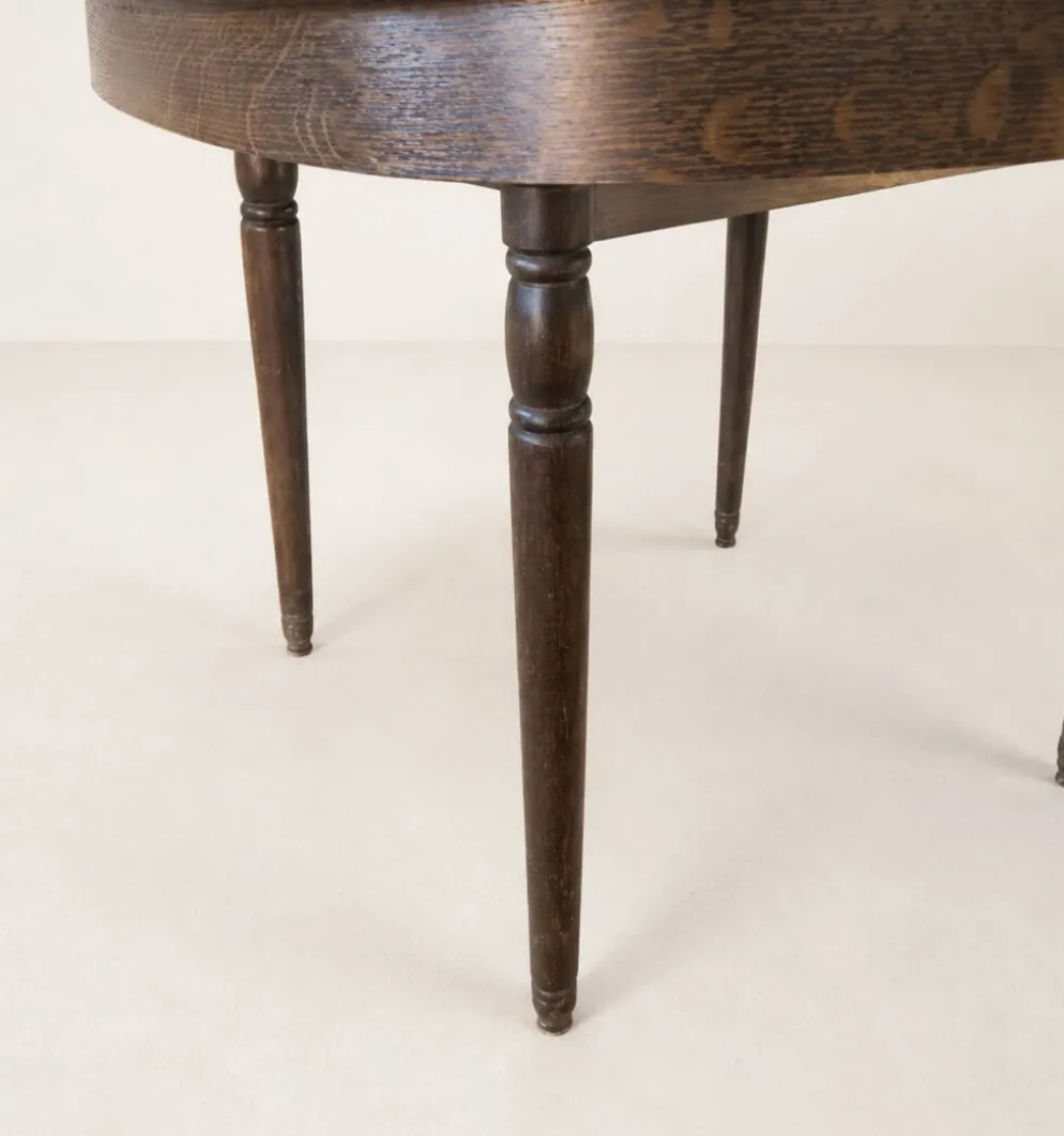 Table ronde vintage extensible en bois brun foncé, Ø100 à Ø 140 cm