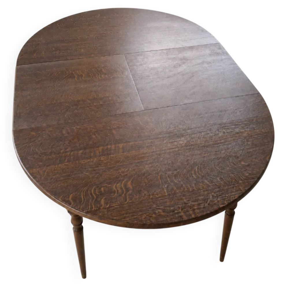 Table ronde vintage extensible en bois brun foncé, Ø100 à Ø 140 cm