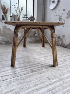 Table rotin années 50 en céramique