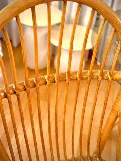 Table rotin verre fumé + chaises