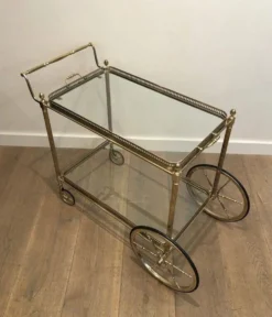 Table roulante de style néoclassique en laiton argenté