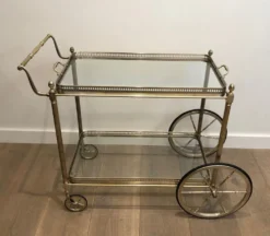 Table roulante de style néoclassique en laiton argenté