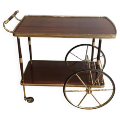 Table roulante en acajou et laiton dans le goût de la Maison Jansen