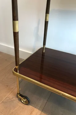 Table roulante en acajou et laiton dans le goût de la Maison Jansen