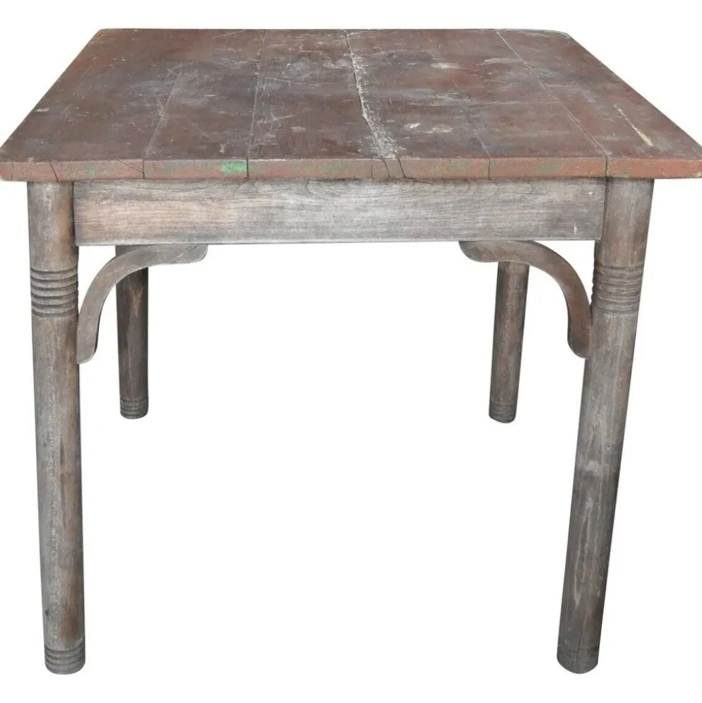 Table rustique Thonet en hêtre marron, circa 1920, plateau à lattes et pieds tournés