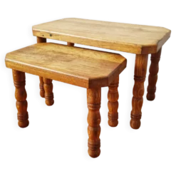 Tables basses gigognes danoises en bois massif – Vintage