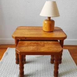 Tables basses gigognes danoises en bois massif – Vintage