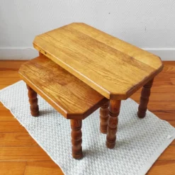 Tables basses gigognes danoises en bois massif – Vintage