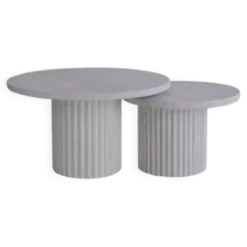 Tables basses gigognes rondes Omega en travertin naturel