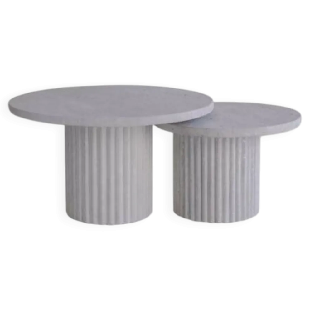 Tables basses gigognes rondes Omega en travertin naturel