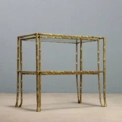 Tables basses vintage en laiton forme bambou, design années 1960