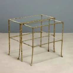 Tables basses vintage en laiton forme bambou, design années 1960