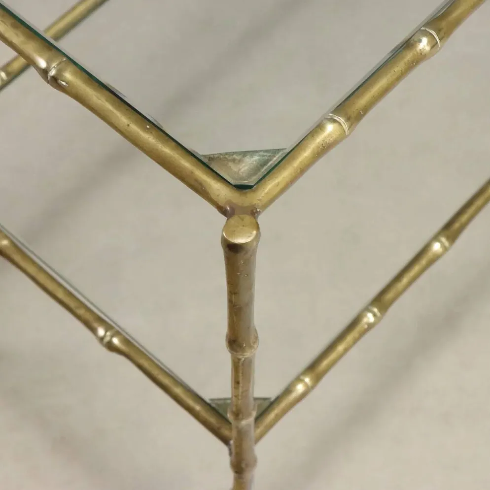 Tables basses vintage en laiton forme bambou, design années 1960