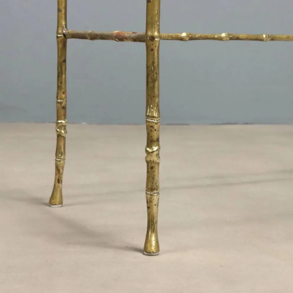 Tables basses vintage en laiton forme bambou, design années 1960
