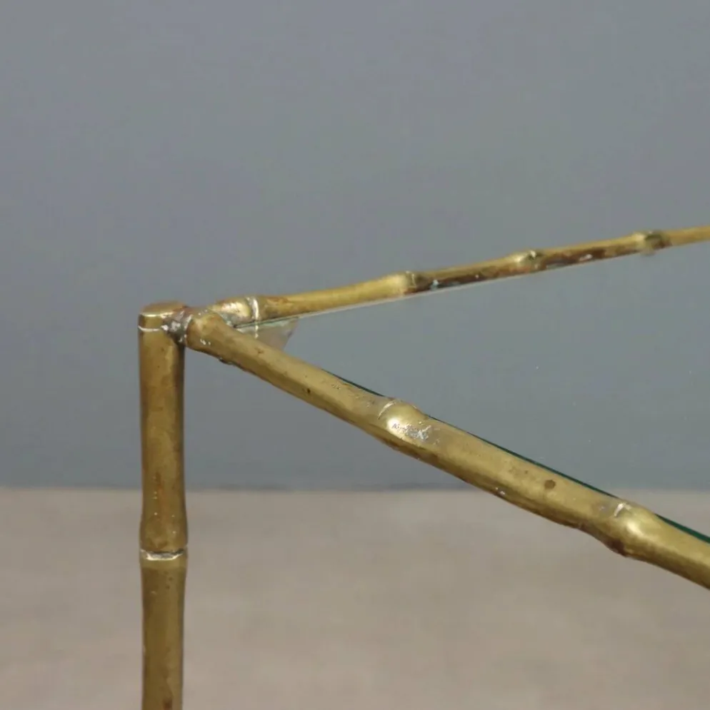 Tables basses vintage en laiton forme bambou, design années 1960