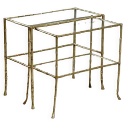 Tables basses vintage en laiton forme bambou, design années 1960