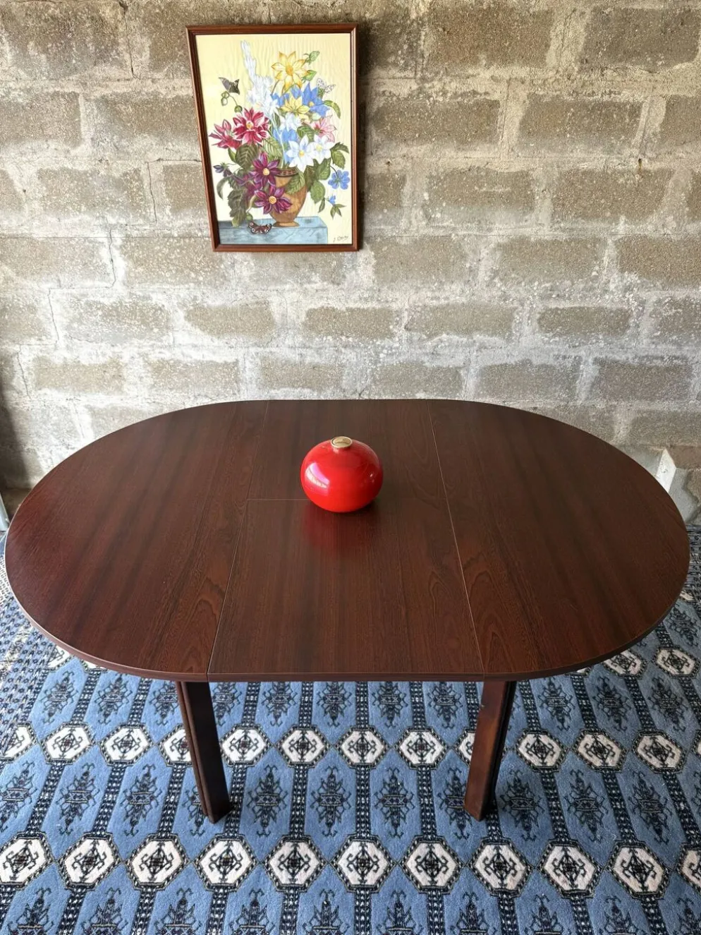 Table scandinave en teck avec rallonges papillons, 4/6 personnes