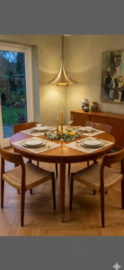 Table scandinave extensible en teck des années 60
