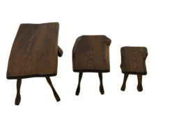 Tables d'appoint en bois organique de style Mid-Century, vers 1960, inspiration brutaliste wabi-sabi