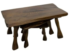 Tables d'appoint en bois organique de style Mid-Century, vers 1960, inspiration brutaliste wabi-sabi