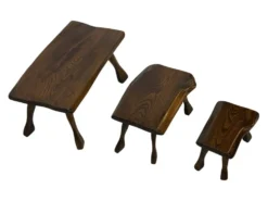 Tables d'appoint en bois organique de style Mid-Century, vers 1960, inspiration brutaliste wabi-sabi