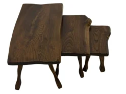 Tables d'appoint en bois organique de style Mid-Century, vers 1960, inspiration brutaliste wabi-sabi